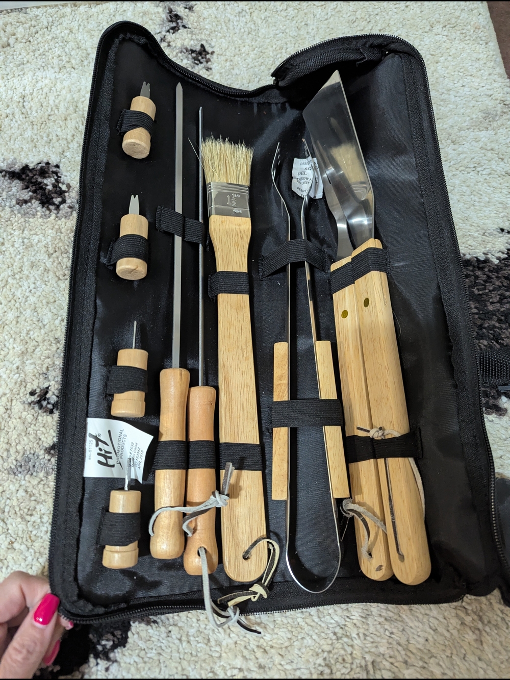 Bamboo-Handle BBQ Tool Set - Natural Wood